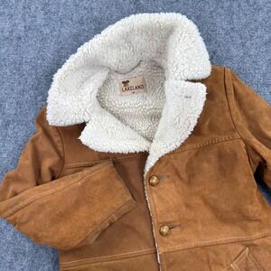 VTG Lakeland Mens Suede Sherpa Lined Trucker Jacket Brown Size 38